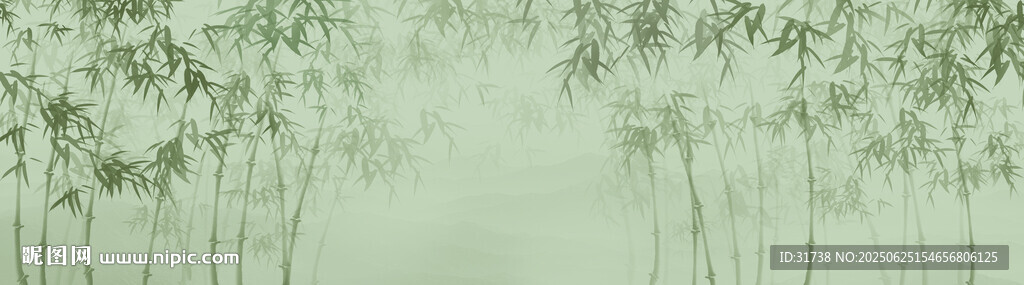 新中式水墨国画竹子背景墙