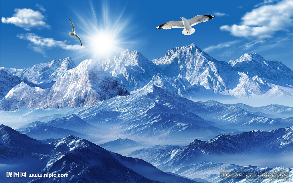 雪山风景背景墙画壁纸
