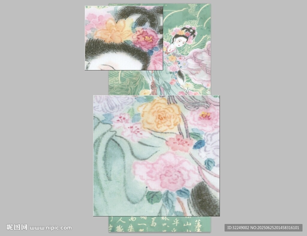 现版古风花卉人物插画作品  