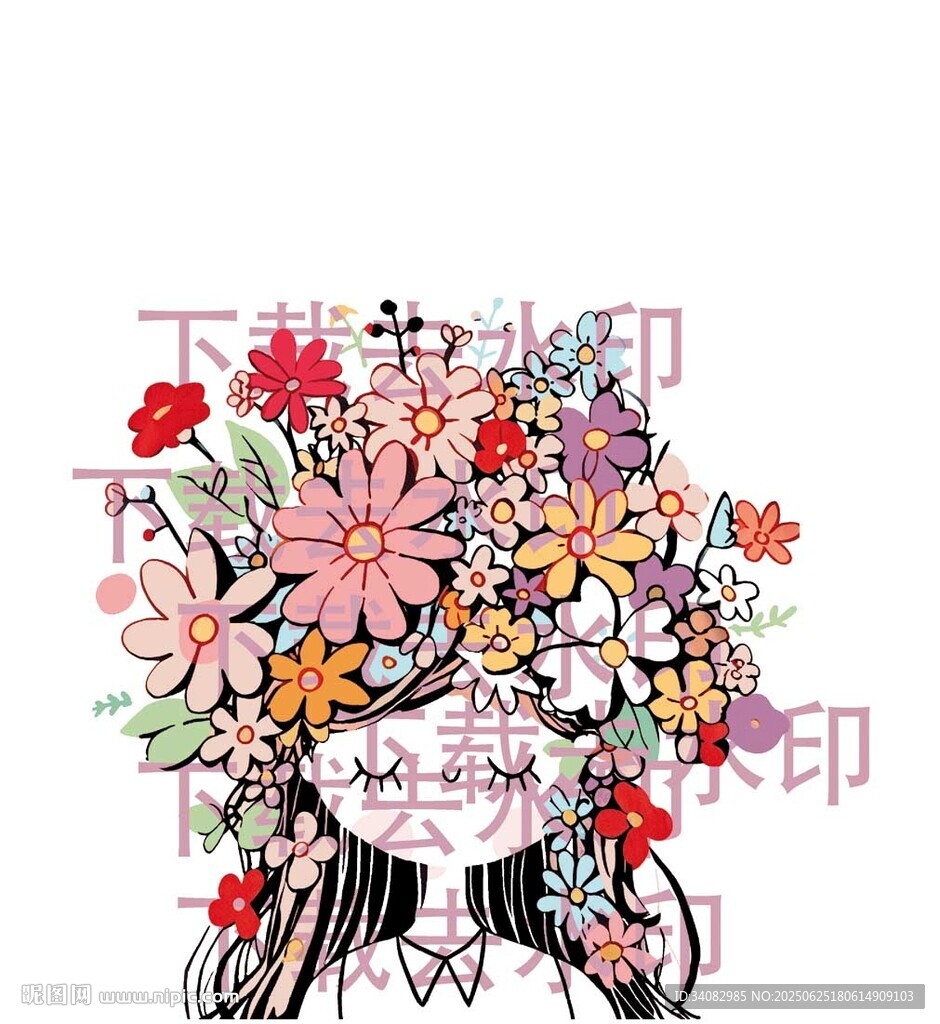 头戴繁花的梦幻女孩