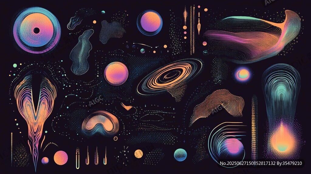 梦幻宇宙元素插画集合