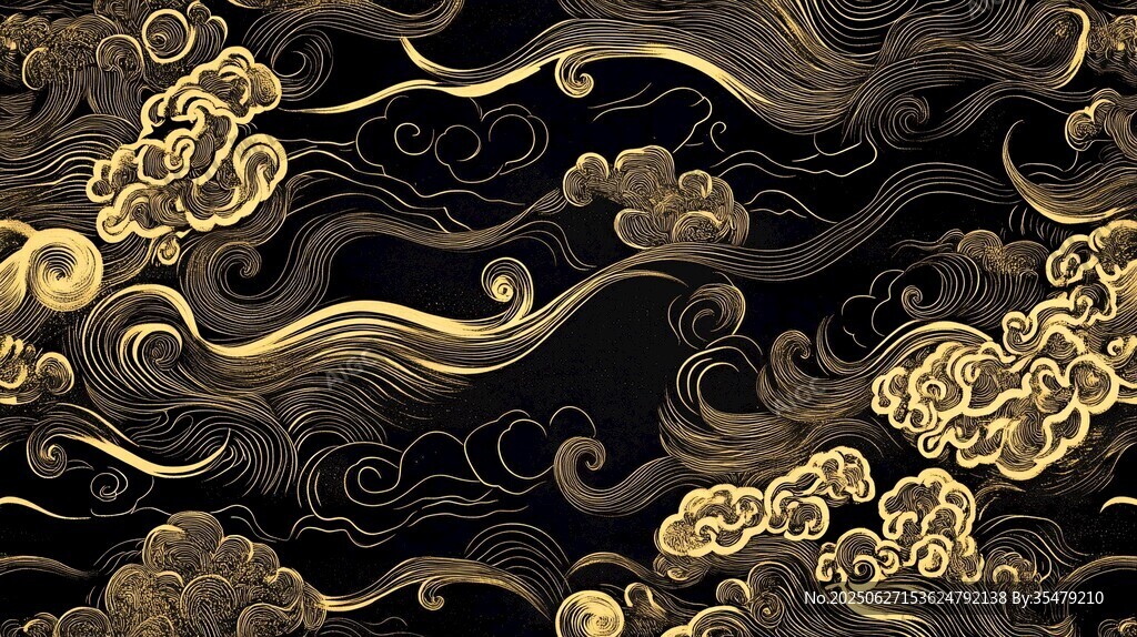 黑金云纹中式古典图案
