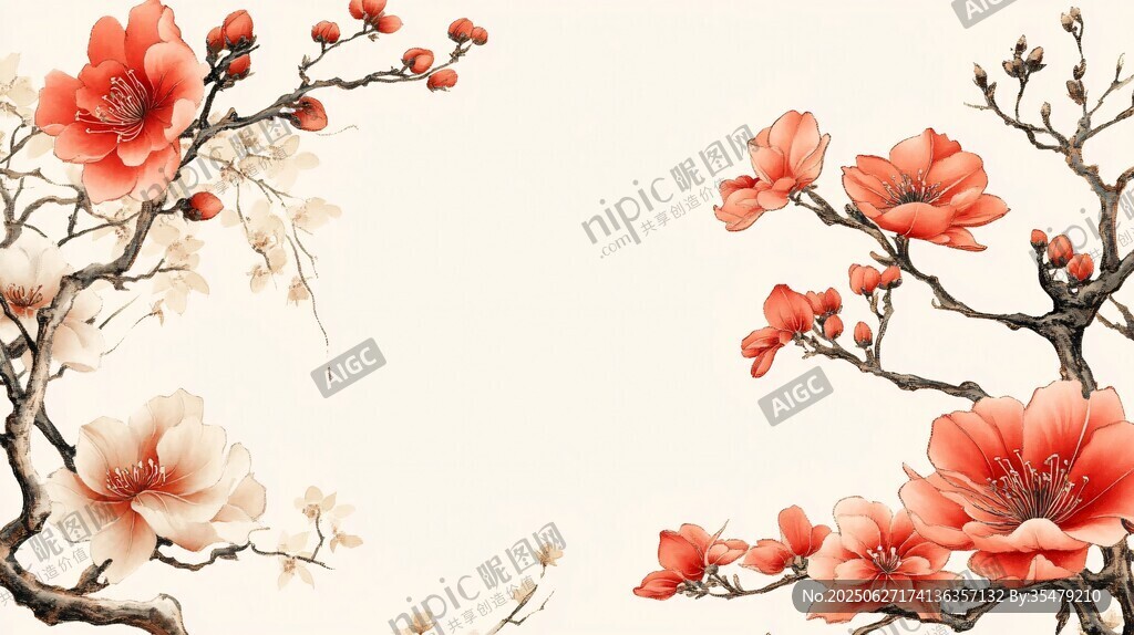 中式工笔花卉装饰画