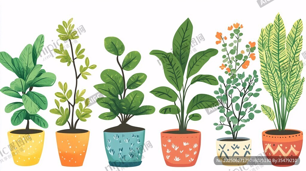 多彩盆栽植物排列展示