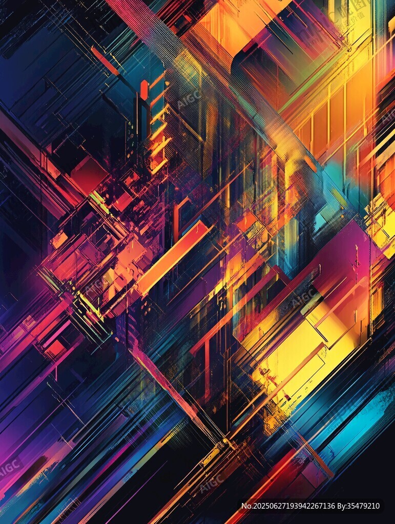 绚丽多彩的几何线条图案