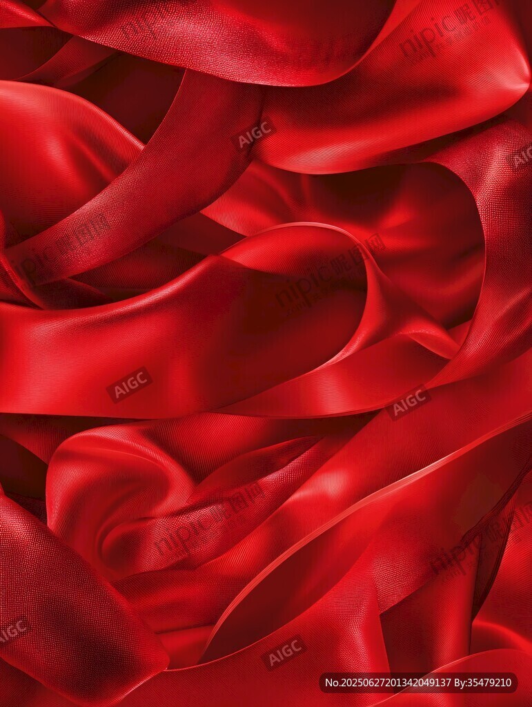 红色绸缎纹理背景图
