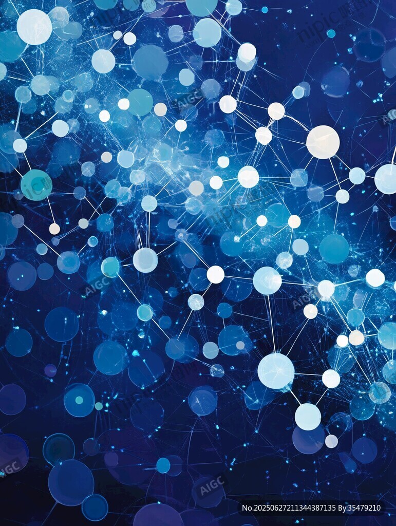 蓝色科技感分子网络背景图