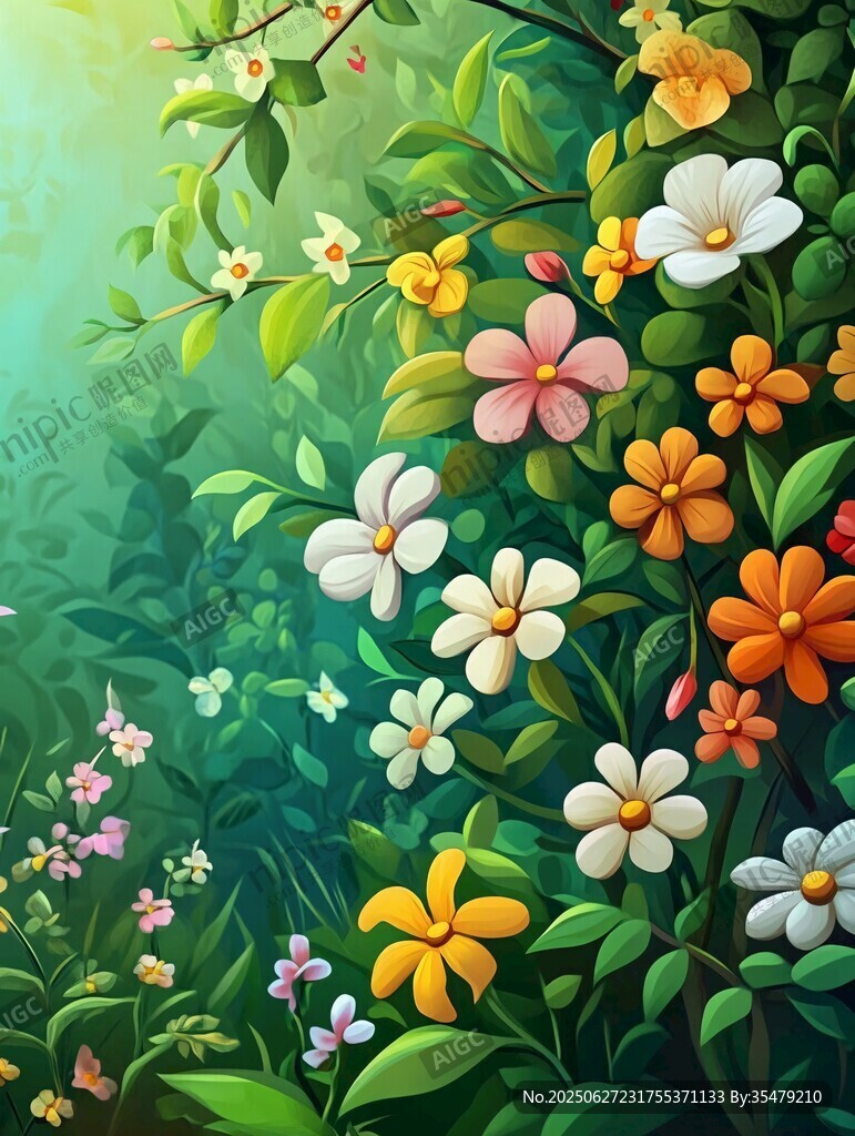 春日繁花烂漫的梦幻花园