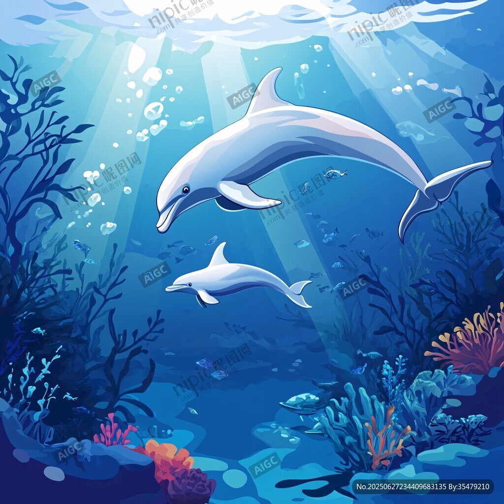 海底海豚母子的梦幻世界