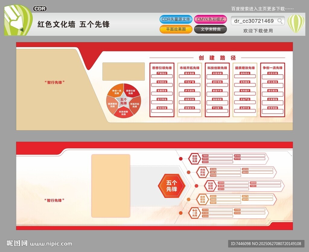 红色文化墙五个先锋