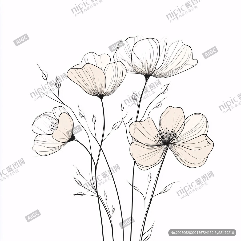 手绘简约花朵插画