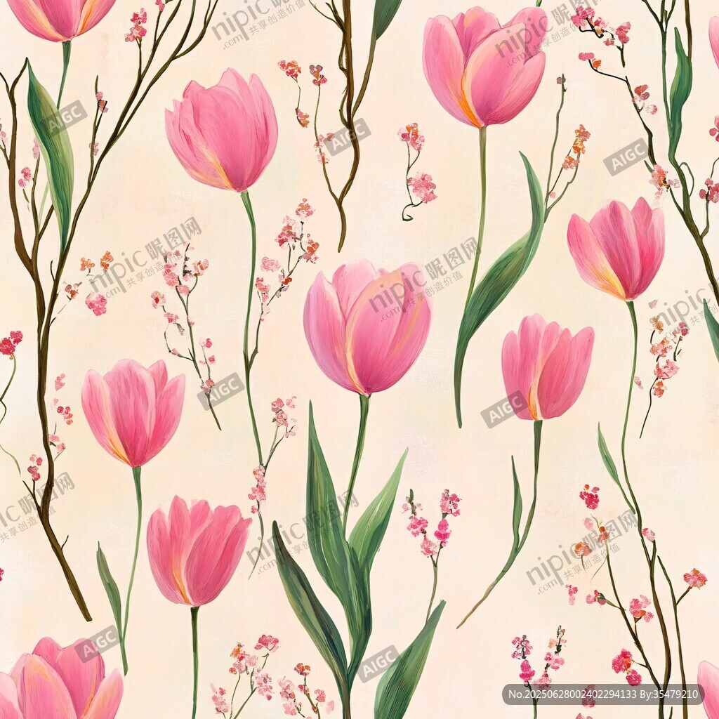 粉色郁金香花卉图案背景