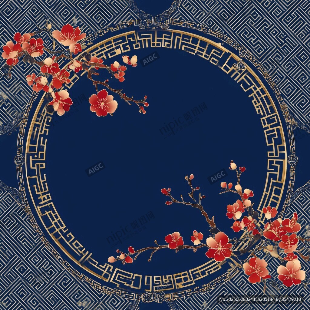中式梅花边框传统典雅风