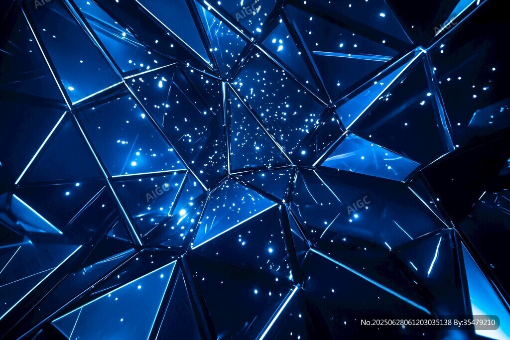 梦幻蓝色几何碎片星空背景