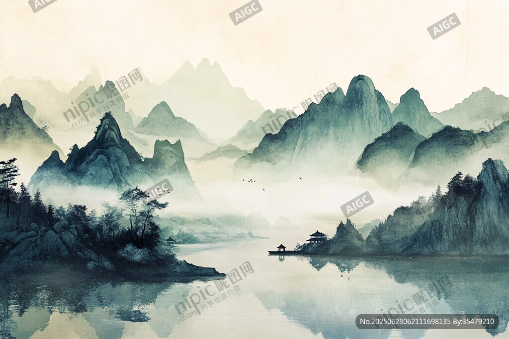 水墨山水间 孤舟入画境