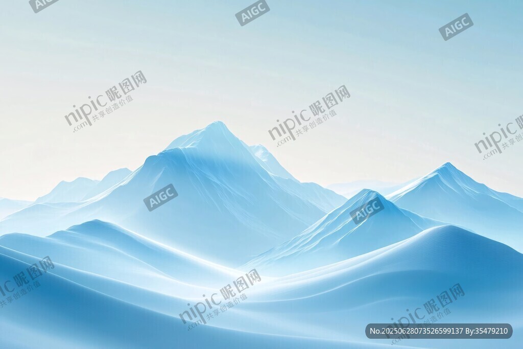 梦幻蓝色山峦景观