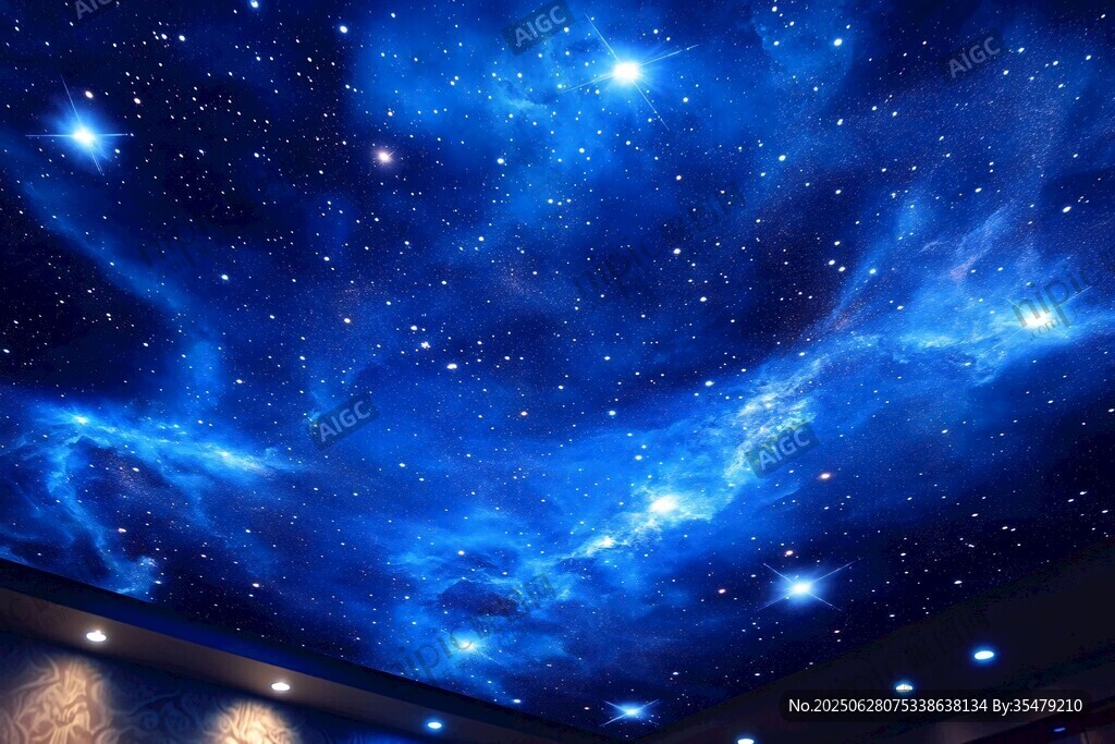 梦幻蓝色星空天花板