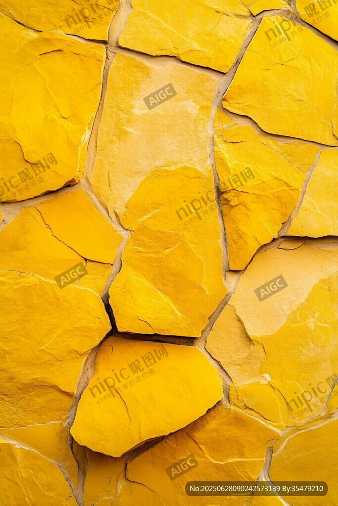 黄色裂纹墙面纹理特写