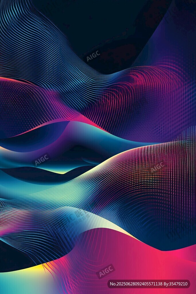 炫彩流动波纹抽象艺术图