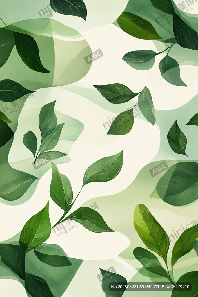 清新绿叶背景插画