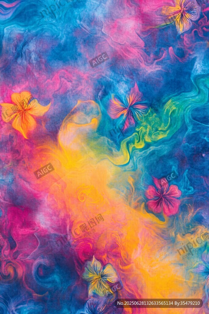 梦幻花卉抽象流体艺术画面