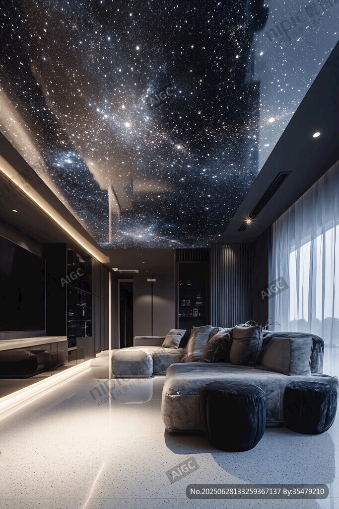 梦幻星空主题现代客厅空间