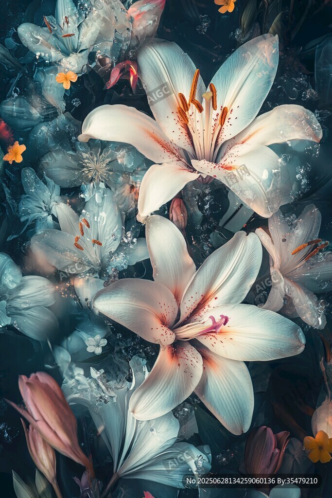 梦幻百合花绽放美丽图景
