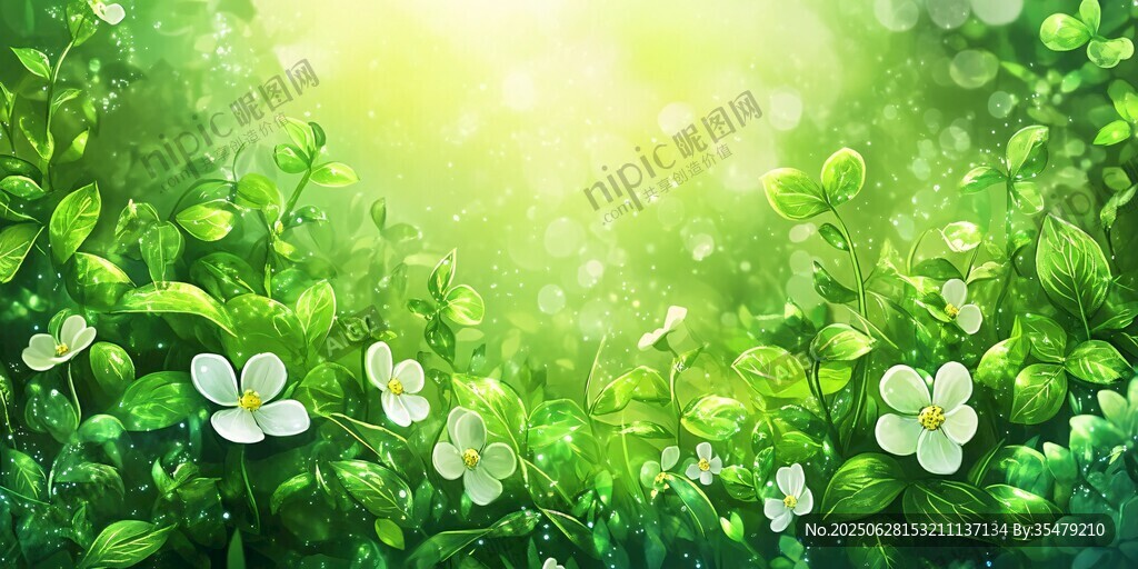 春日绿野繁花梦幻景致