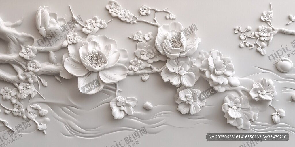 立体浮雕花卉艺术装饰