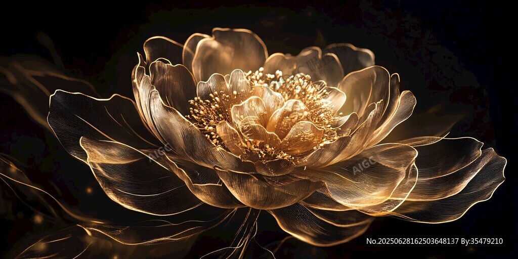 金色透明花朵梦幻绽放