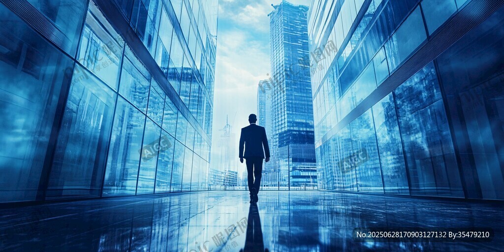 商务人士迈向高楼之路
