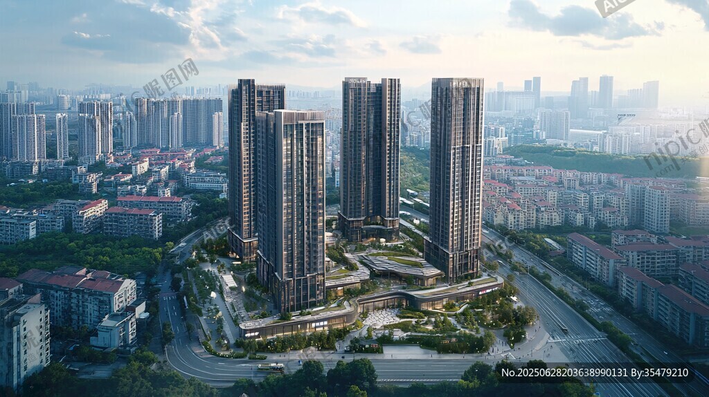 现代都市高层住宅建筑群