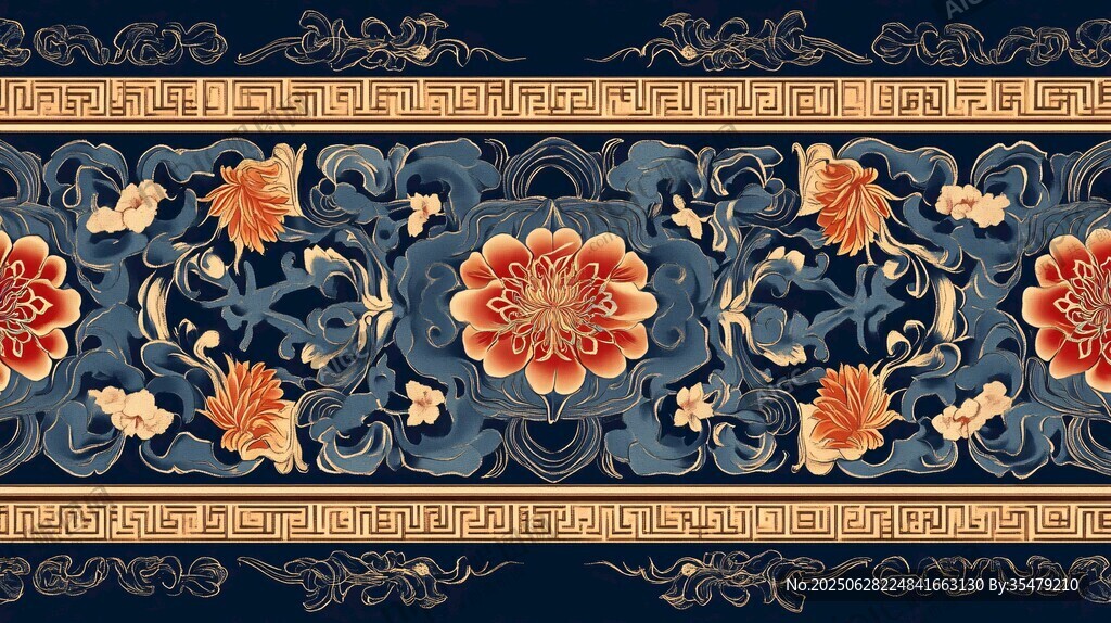 中式古典花卉纹样图案