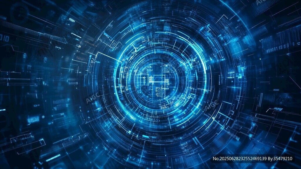 科技感十足的蓝色数字界面