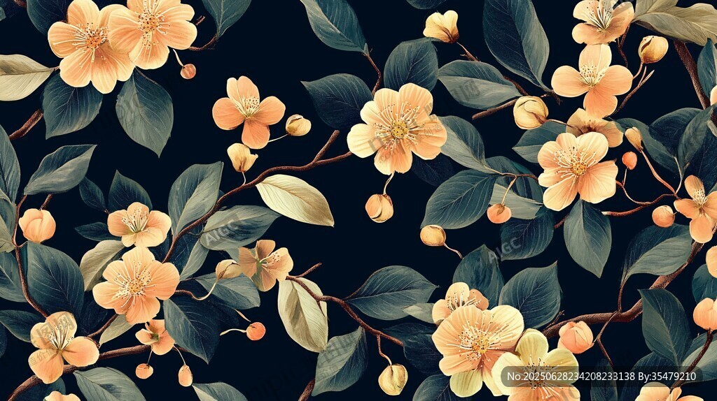 深色背景上的精美花卉图案
