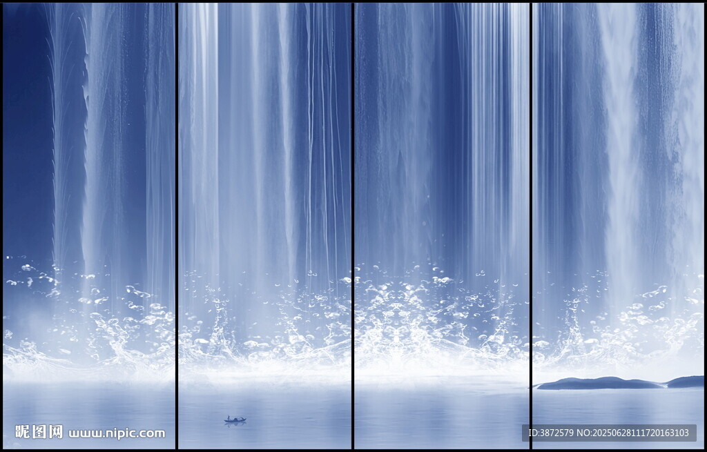 瀑布风水画