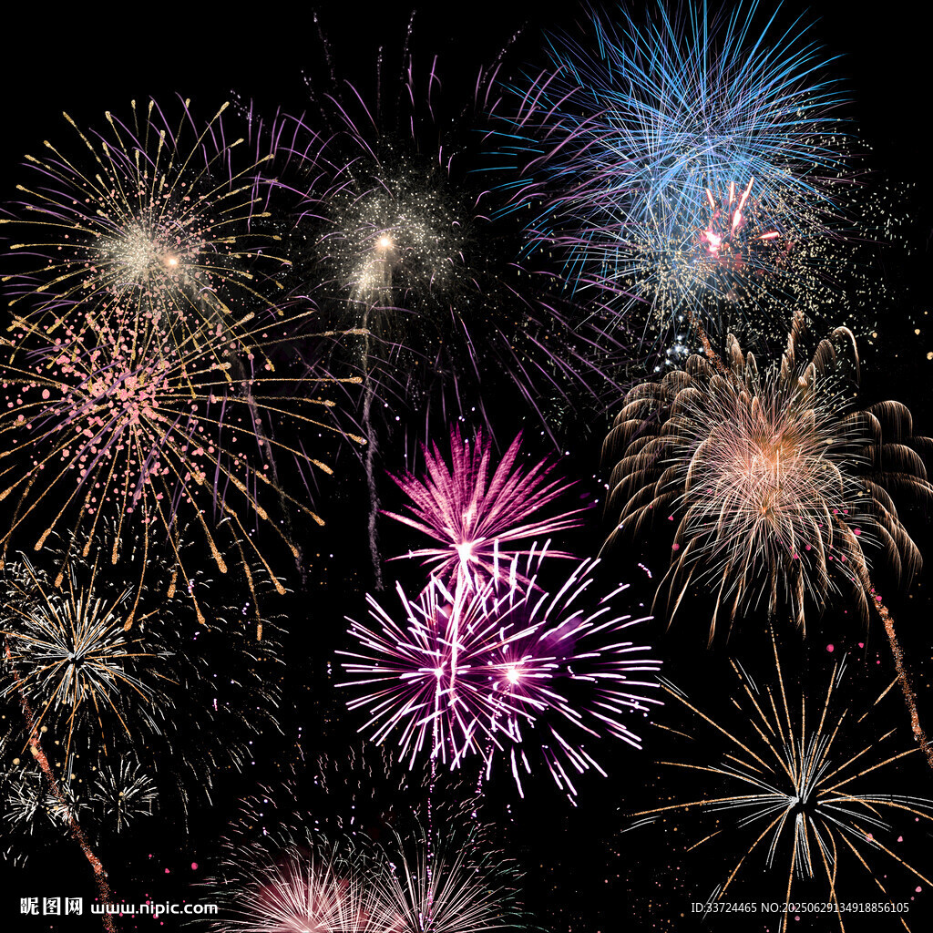 PNG免扣多彩绚丽烟花绽放夜空