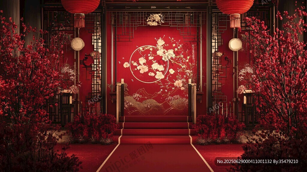 中式喜庆婚礼场景布置
