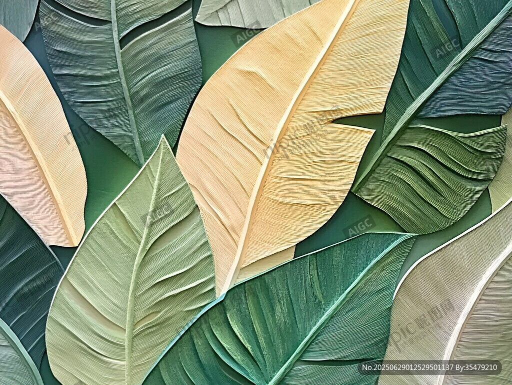 多彩热带叶片艺术图案