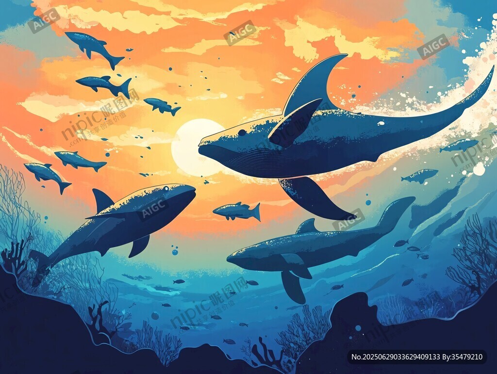海洋生物共舞的梦幻时刻