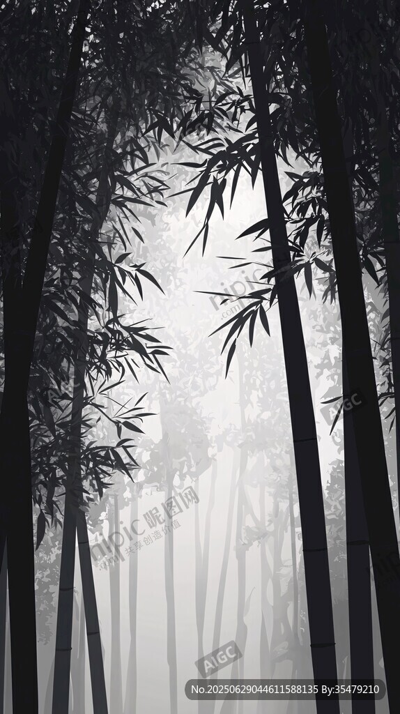 雾中竹林 静谧清幽之景