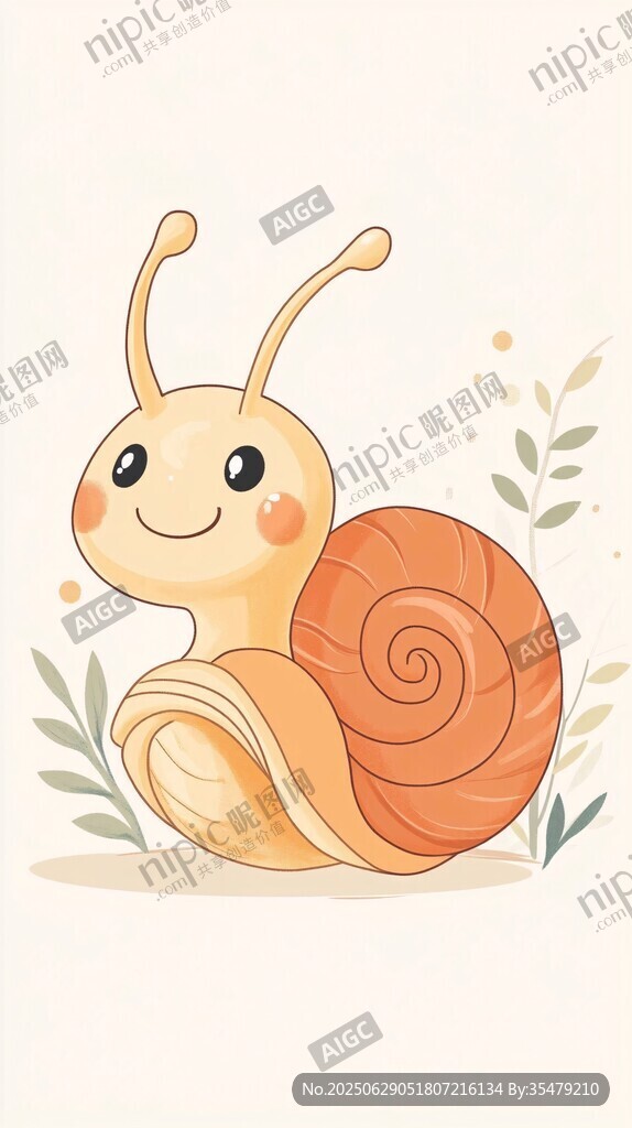 可爱蜗牛插画
