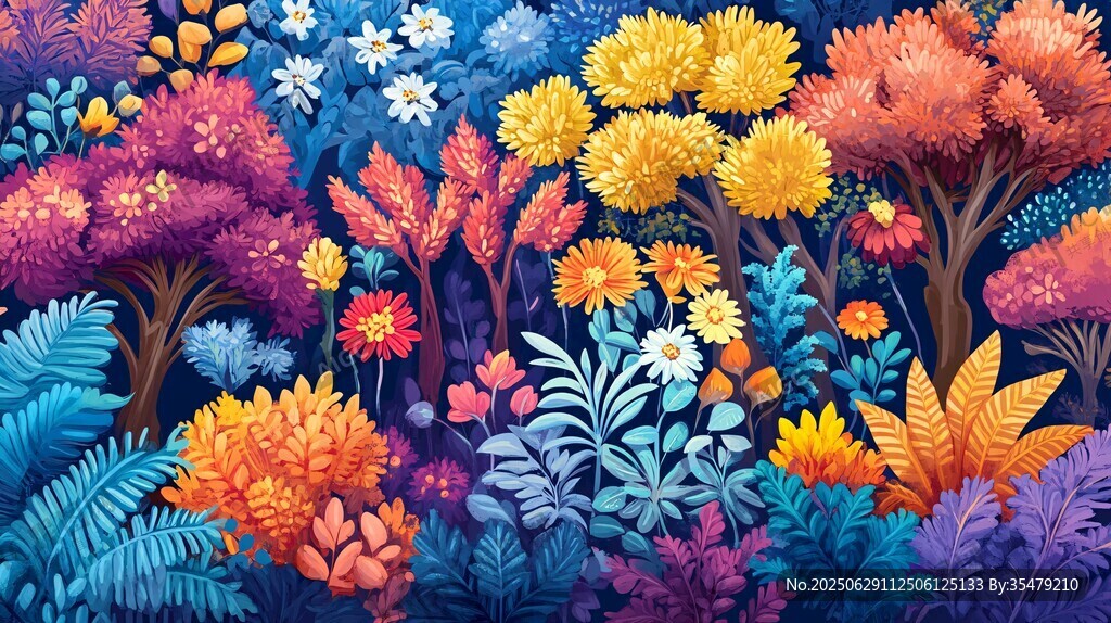 梦幻多彩森林花卉景观