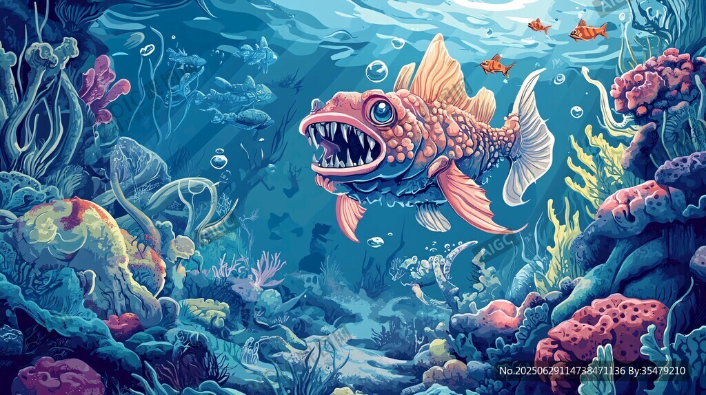 奇幻深海中的凶猛大鱼