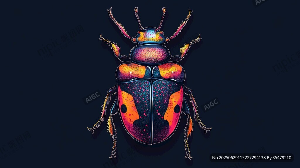 炫彩甲虫插画