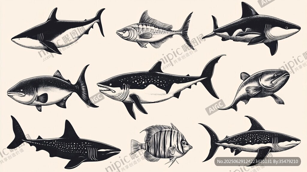 海洋鱼类插画集合