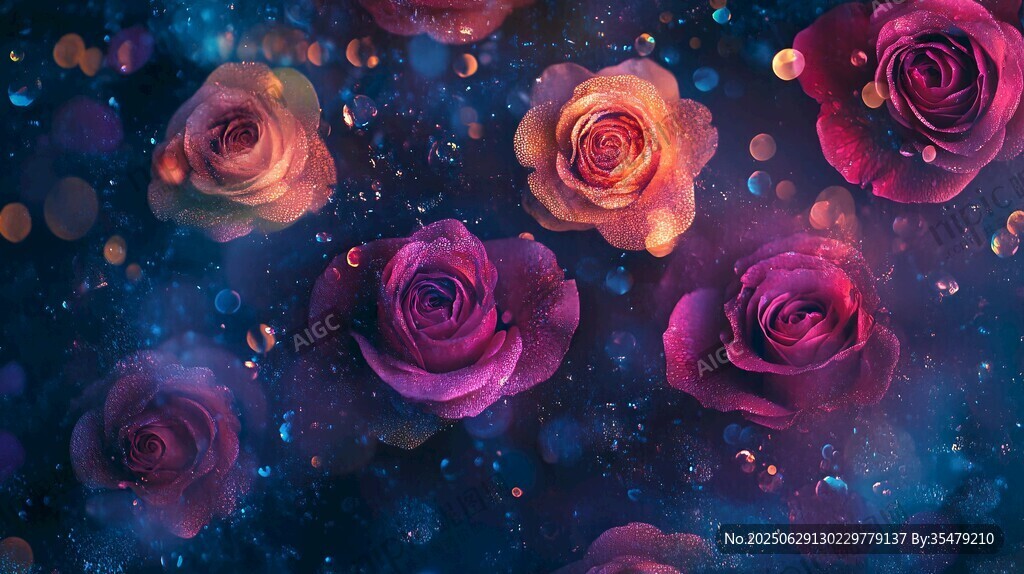 梦幻玫瑰星空背景图