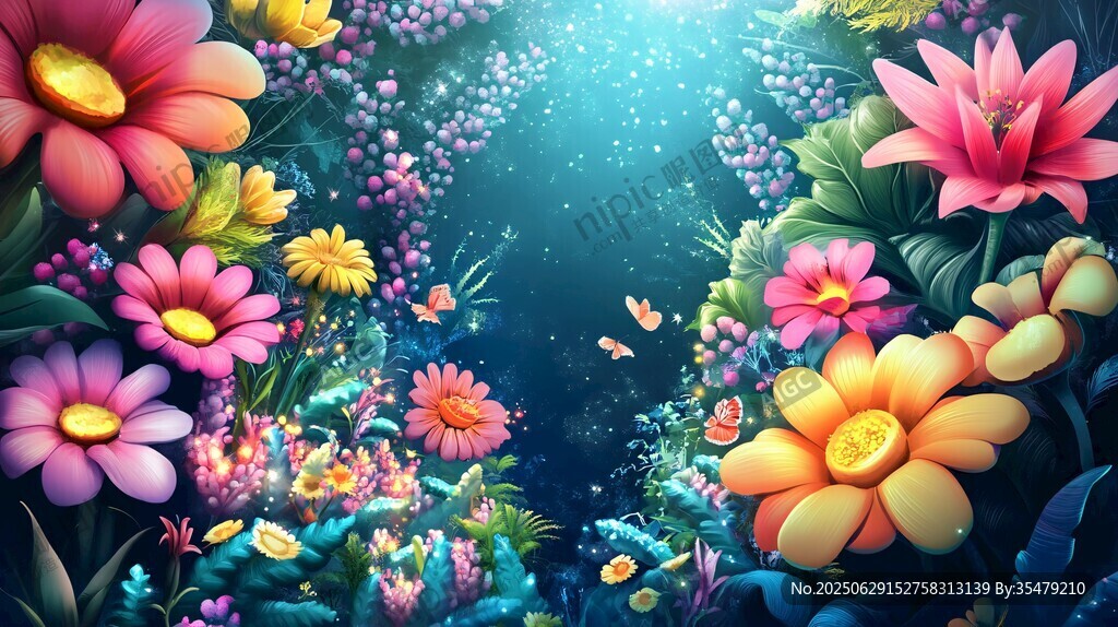 梦幻海底花卉奇幻景象