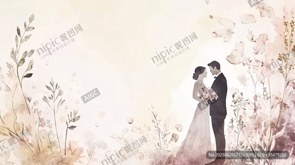 浪漫婚礼中的甜蜜新人