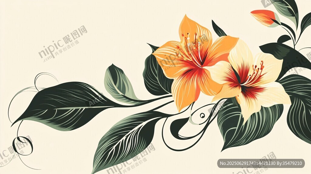 手绘花卉图案 清新雅致